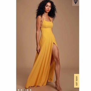 Dreamy romance mustard yellow backless mini dress